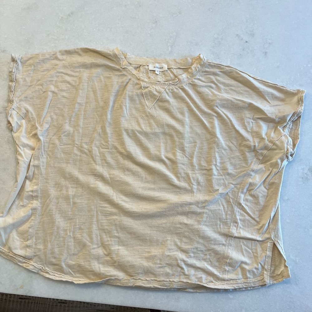 Böhme Oversized Beige Raw Edge Tee – Size XL